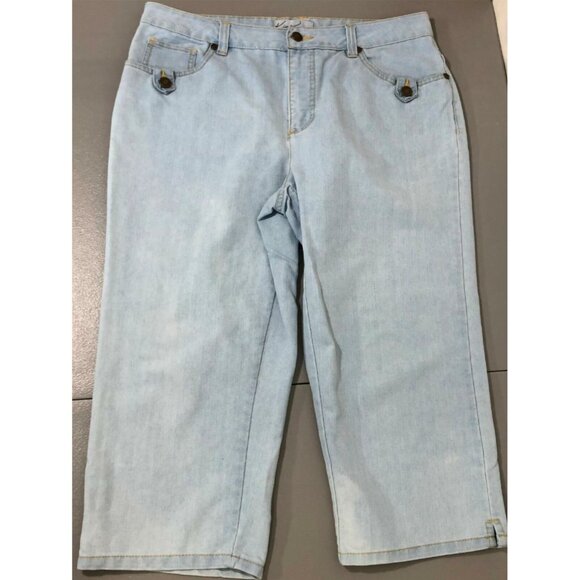 Kim Rogers Capris Jeans Womens 12 Stretch Light Blue Denim Pants Embroidery - Picture 4 of 7